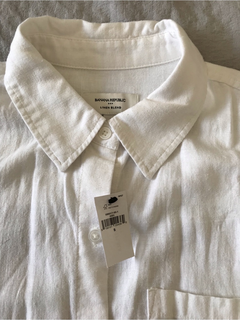 Banana Republic White Linen-Blend Button-Down Shirt